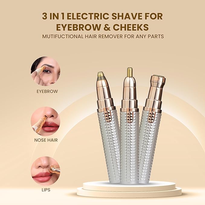 Painless 3-in-1 Rechargeable Facial Hair Remover for Women