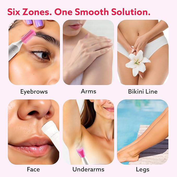 Painless 3-in-1 Rechargeable Facial Hair Remover for Women