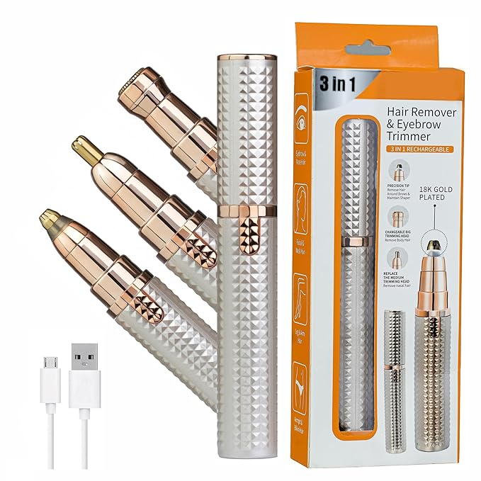 Painless 3-in-1 Rechargeable Facial Hair Remover for Women